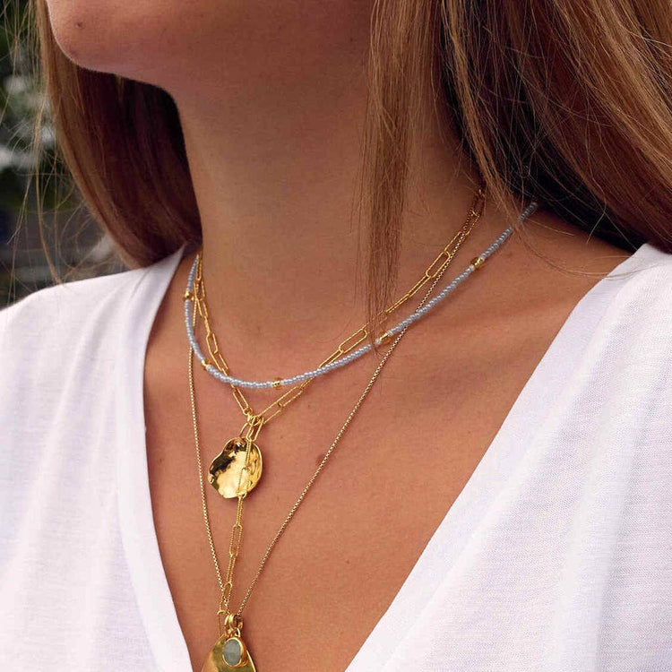 Rhimani Glacier Blue Intricate Bead Necklace